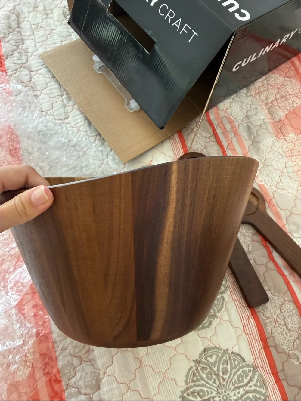 Culinary Craft Acacia Wood Salad Bowl Set - Brown